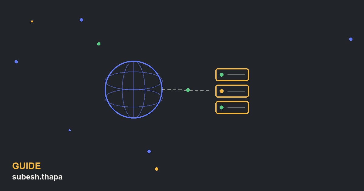 Illustration of a domain (globe) connected to a hosting server